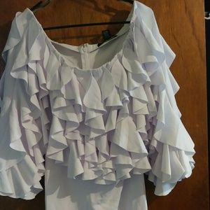 Ashley Stewarts White ruffle trim dress